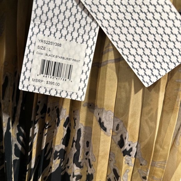 Halston Heritage Starburst Black & Gold Pleated Mini Dress Ajustable Straps L - Picture 11 of 17